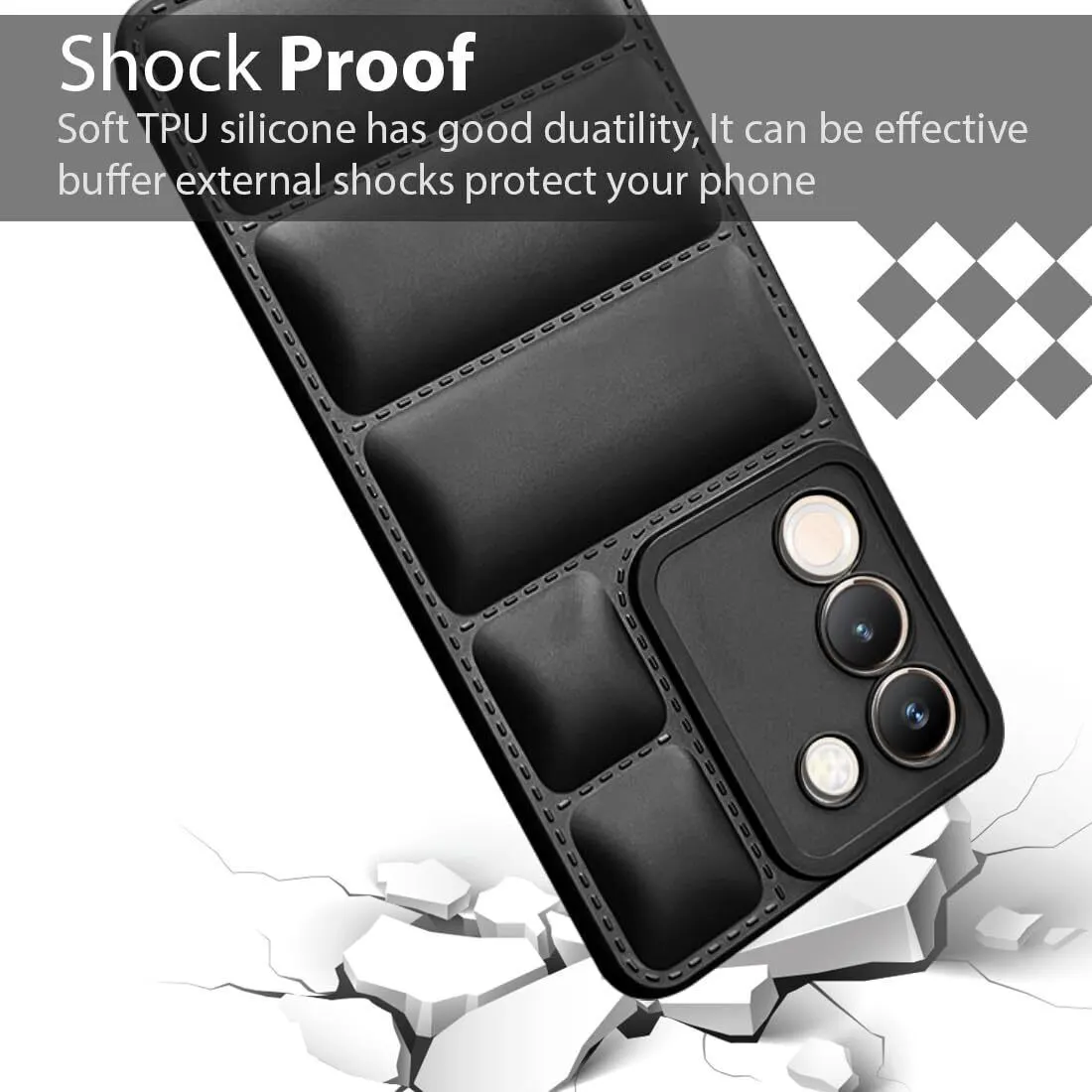 Micvir Back Cover for Vivo Y200 5G (Black, Camera Bump Protector, Plastic, Silicon, Pack of: 1) — image 2 of 5