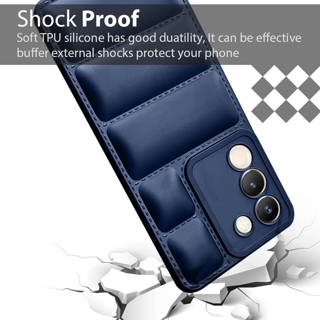 Micvir Back Cover for Vivo Y200 5G (Blue, Camera Bump Protector, Plastic, Silicon, Pack of: 1) — image 2 of 4