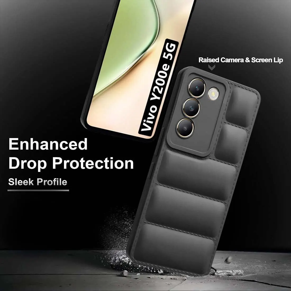Micvir Back Cover for vivo T3 5G (Black, Camera Bump Protector, Plastic, Silicon, Pack of: 1) — image 2 of 5