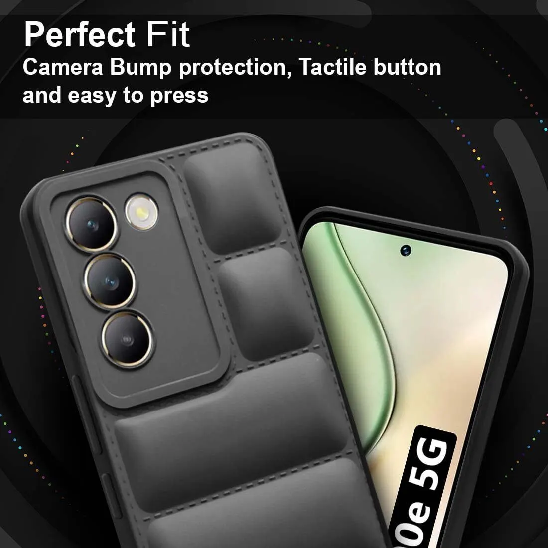 Micvir Back Cover for vivo T3 5G (Black, Camera Bump Protector, Plastic, Silicon, Pack of: 1) — image 3 of 5