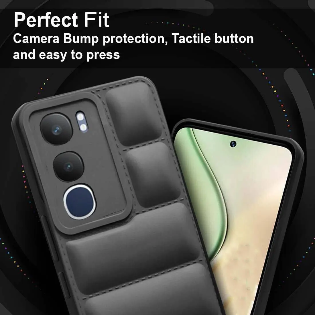 Micvir Back Cover for vivo Y29 5G (Black, Camera Bump Protector, Plastic, Silicon, Pack of: 1) — image 2 of 5