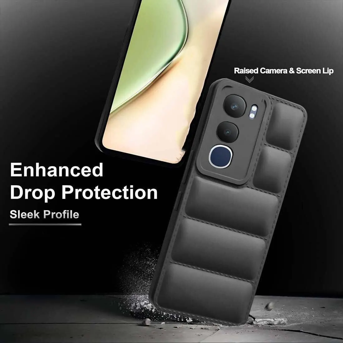 Micvir Back Cover for vivo Y29 5G (Black, Camera Bump Protector, Plastic, Silicon, Pack of: 1) — image 3 of 5