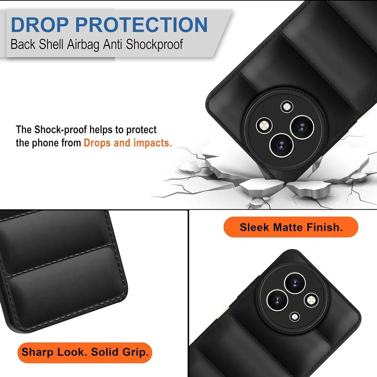 Micvir Back Cover for Vivo Y58 5G (Black, Camera Bump Protector, Pack of: 1) — image 3 of 5