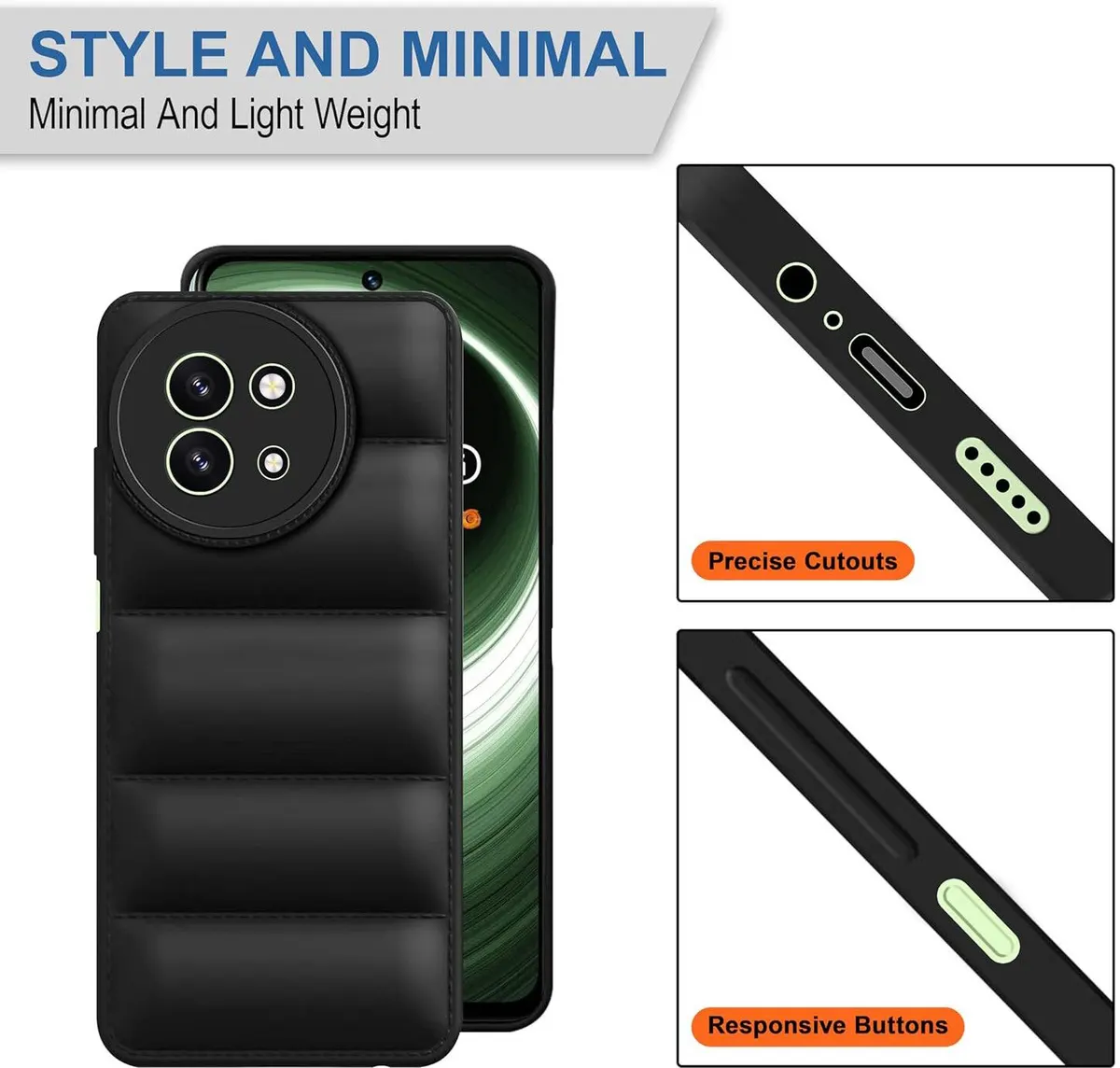 Micvir Back Cover for Vivo Y58 5G (Black, Camera Bump Protector, Pack of: 1) — image 4 of 5