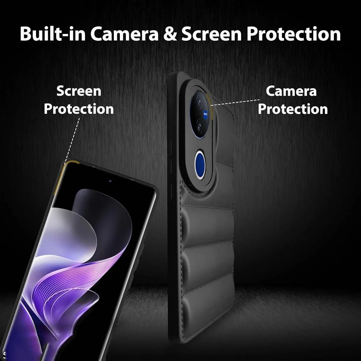 Micvir Back Cover for iQOO Z10R 5G (Black, Camera Bump Protector, Pack of: 1) — image 3 of 4