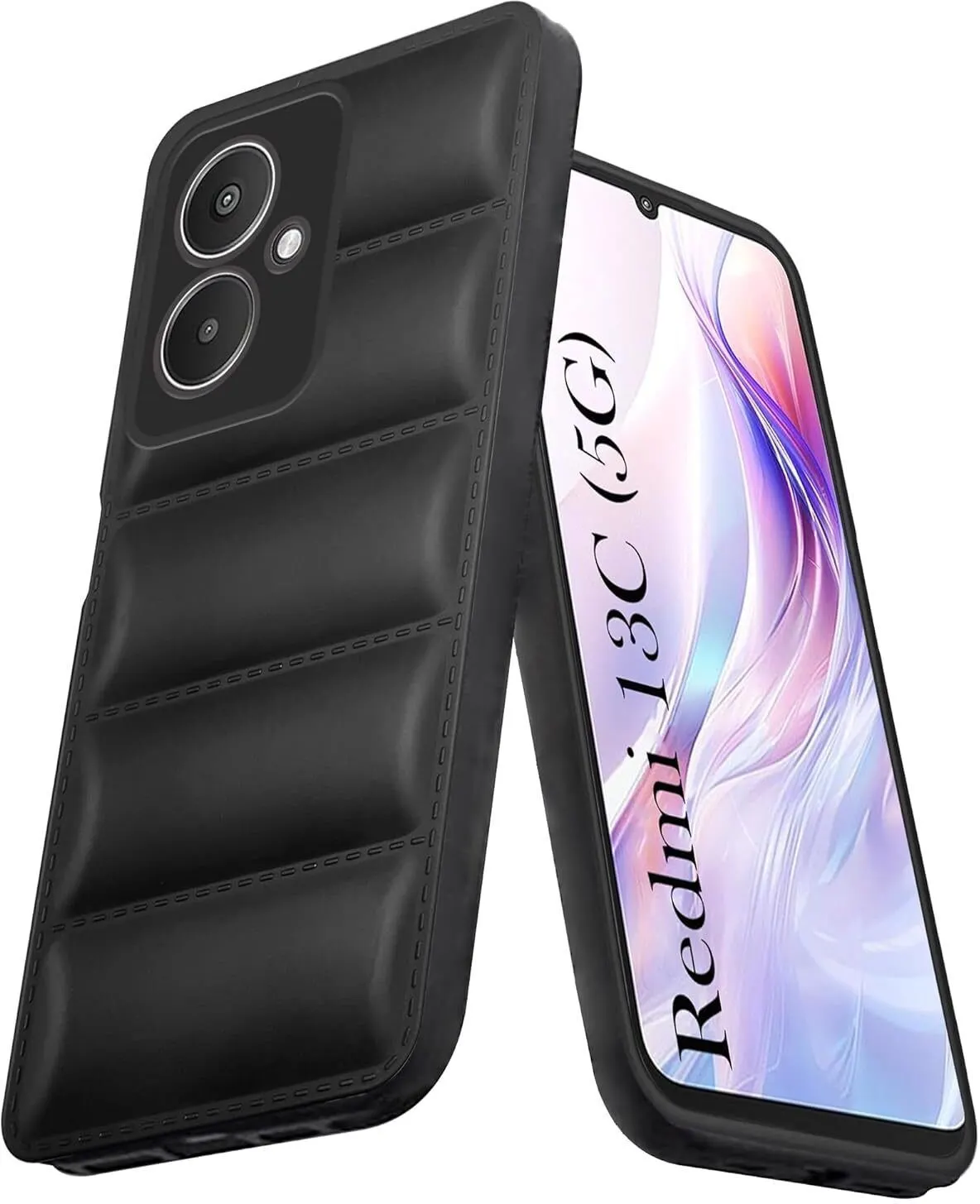 Micvir Back Cover for Redmi 13C 5G (Black, Camera Bump Protector, Plastic, Silicon, Pack of: 1)