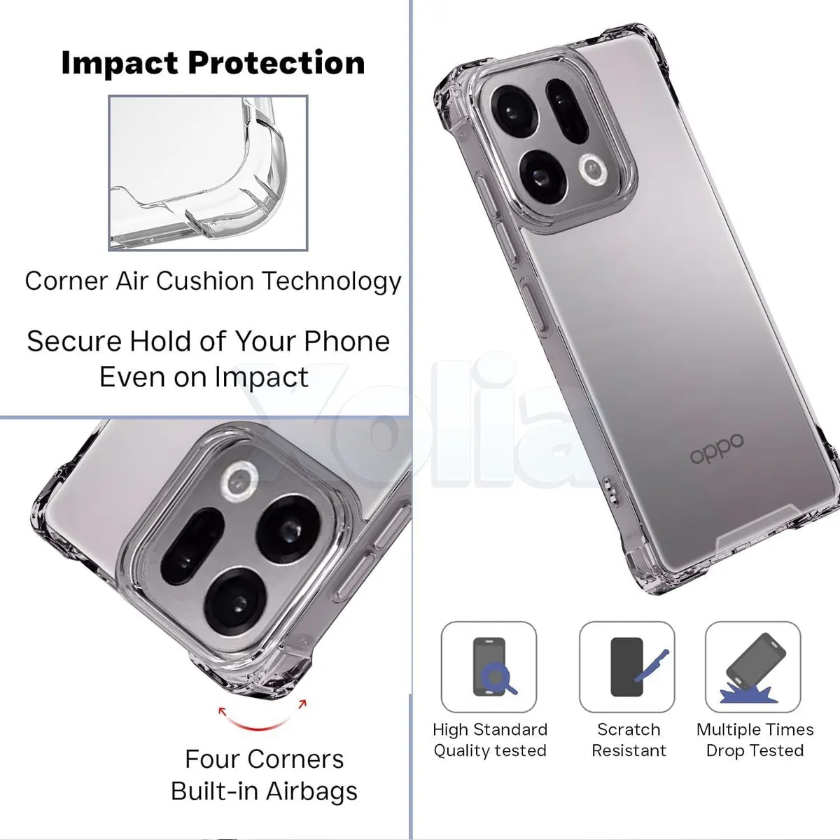 Xolia Back Cover for OPPO Find X9 5G (Transparent, Shock Proof, Polycarbonate, Silicon, Pack of: 1) — image 3 of 5