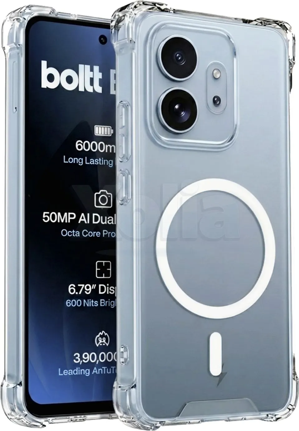 Xolia Back Cover for boltt EVO (Transparent, Shock Proof, Polycarbonate, Silicon, Pack of: 1)