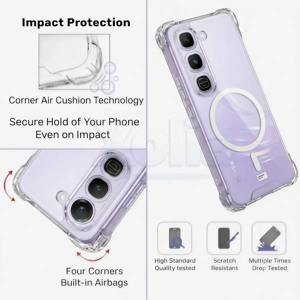 Xolia Back Cover for Infinix Hot 70 Pro 5G+ (Transparent, Shock Proof, Polycarbonate, Silicon, Pack of: 1) — image 3 of 4
