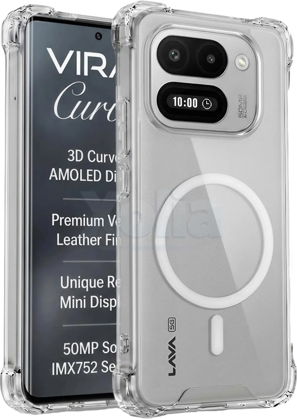 Xolia Back Cover for LAVA Virat Curve 5G (Transparent, Shock Proof, Polycarbonate, Silicon, Pack of: 1)