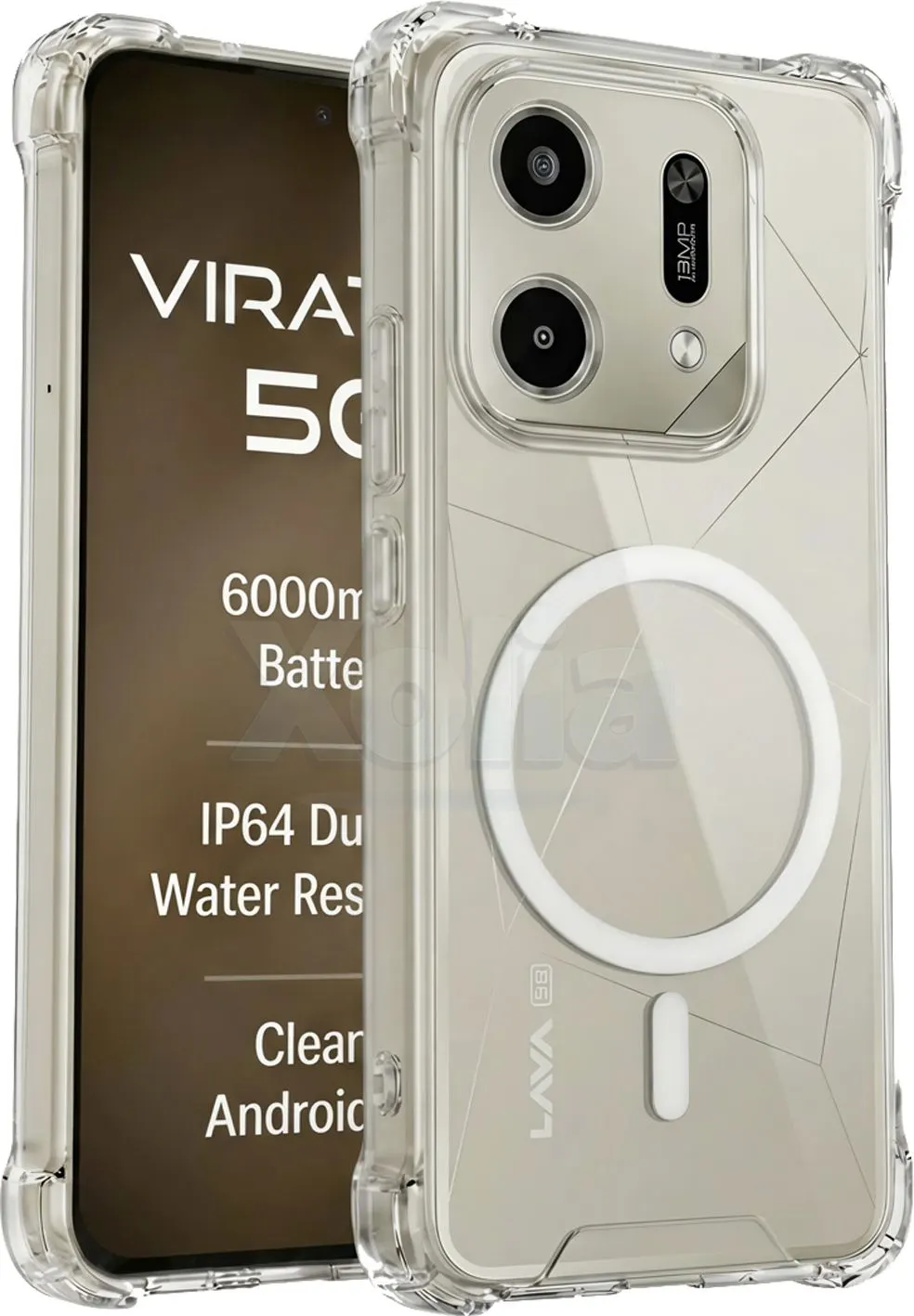 Xolia Back Cover for LAVA Virat V1 5G (Transparent, Shock Proof, Polycarbonate, Silicon, Pack of: 1)