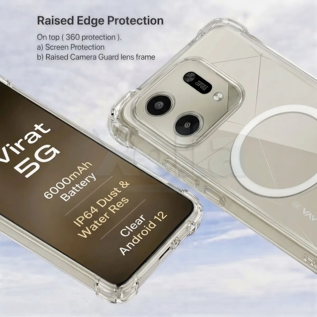 Xolia Back Cover for LAVA Virat V1 5G (Transparent, Shock Proof, Polycarbonate, Silicon, Pack of: 1) — image 2 of 4