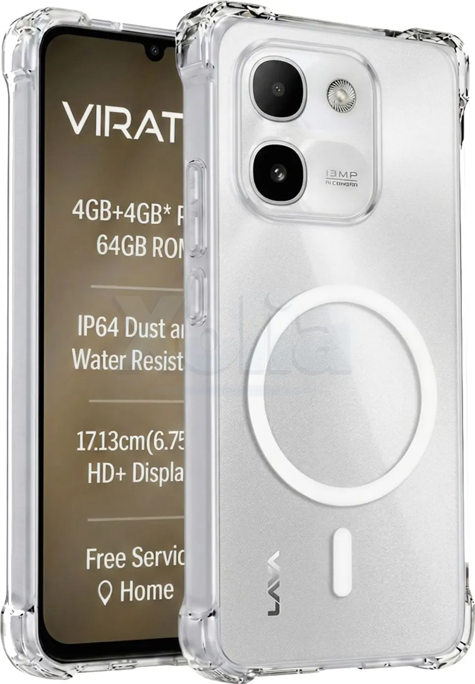 Xolia Back Cover for LAVA Virat V1 (Transparent, Shock Proof, Polycarbonate, Silicon, Pack of: 1)