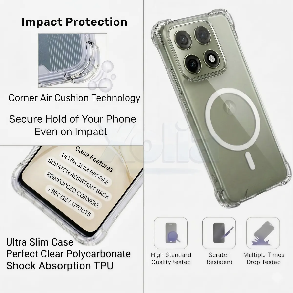 Xolia Back Cover for Motorola Edge 70 Pro 5G (Transparent, Shock Proof, Polycarbonate, Silicon, Pack of: 1) — image 4 of 5