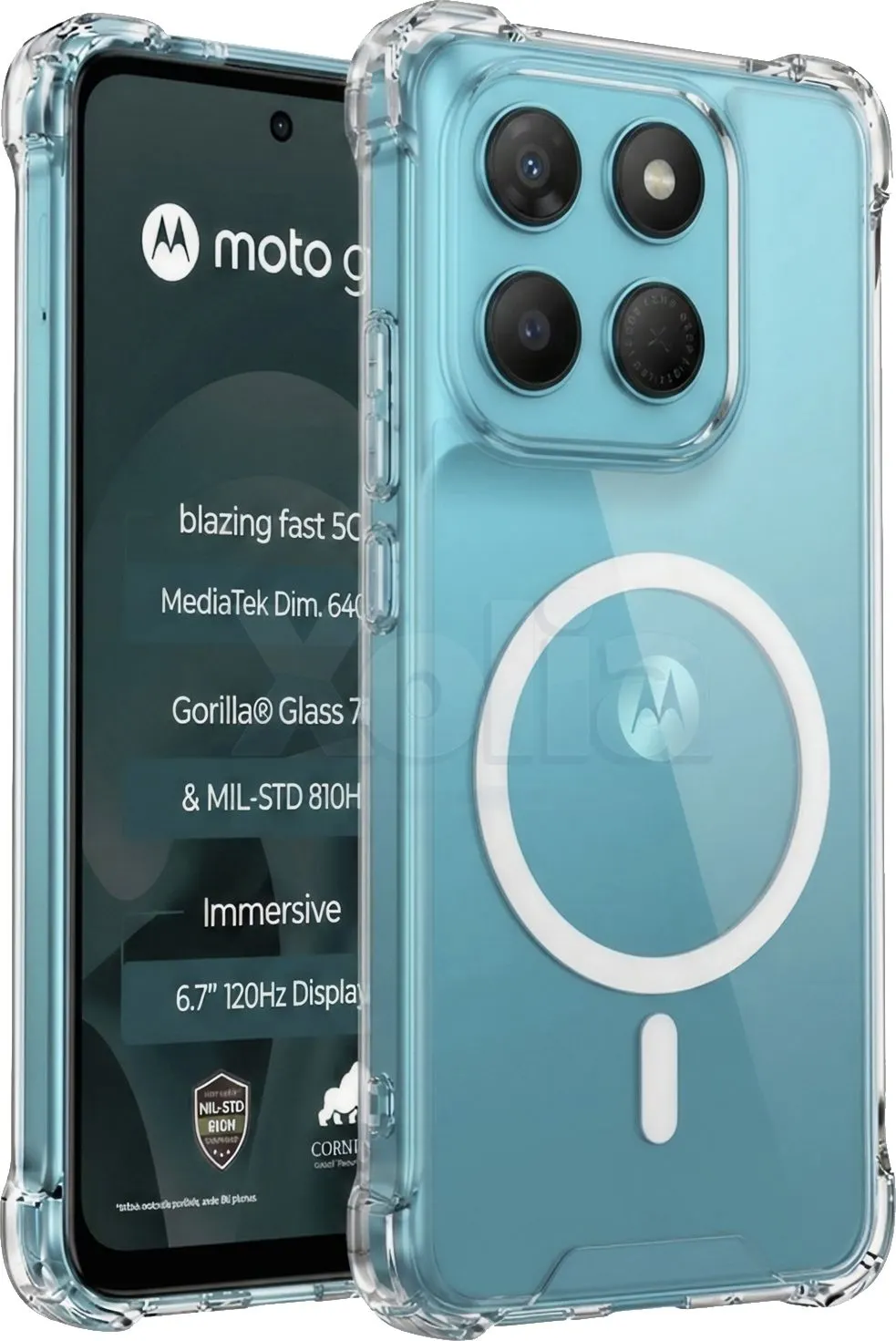 Xolia Back Cover for Motorola G37 Power 5G (Transparent, Shock Proof, Polycarbonate, Silicon, Pack of: 1)
