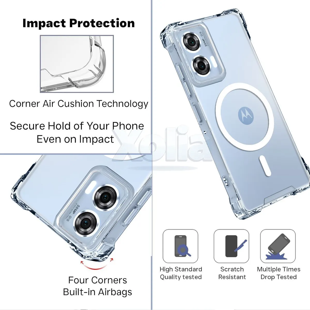 Xolia Back Cover for Motorola Moto G96 5G (Transparent, Shock Proof, Polycarbonate, Silicon, Pack of: 1) — image 3 of 5