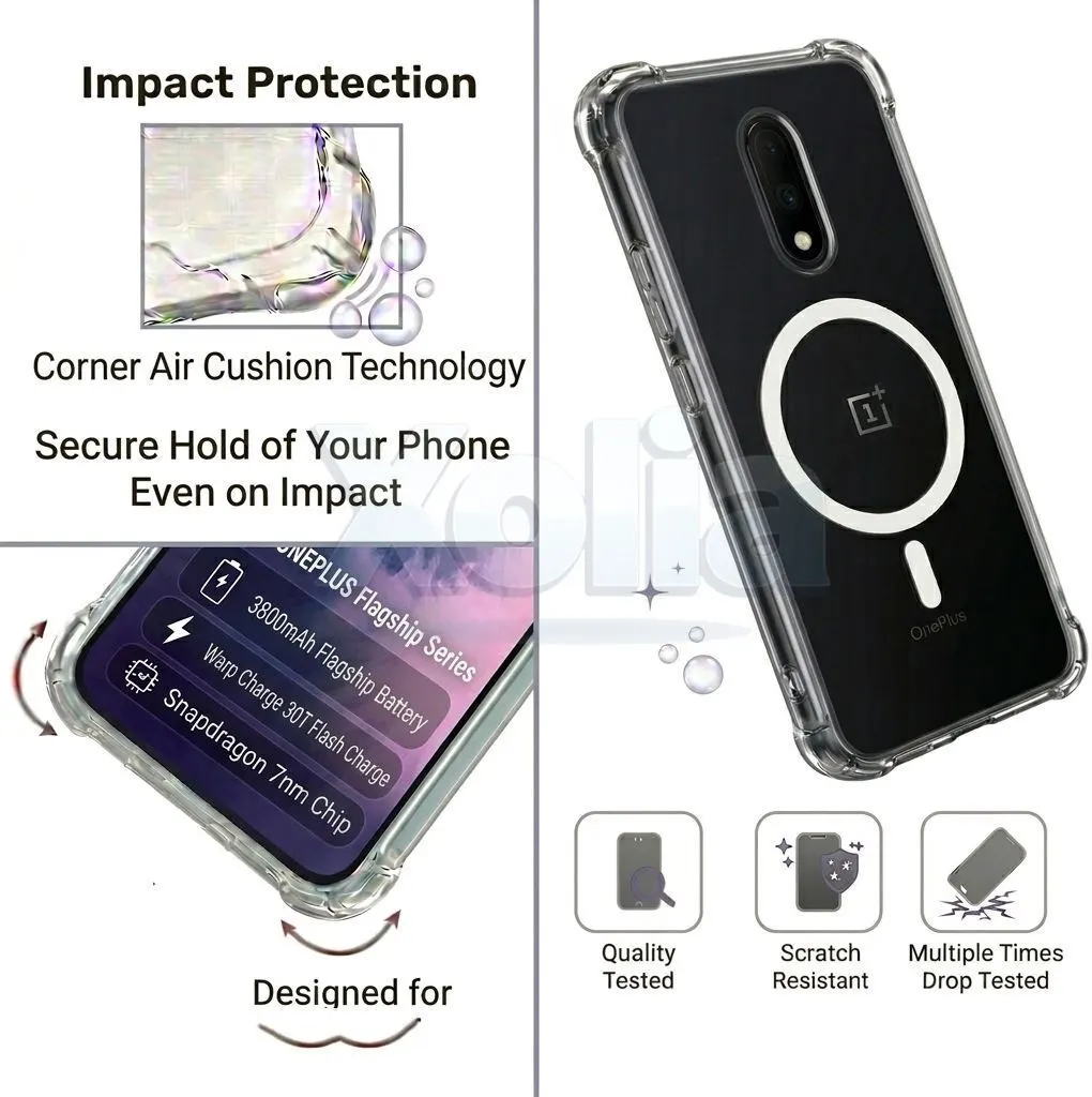 Xolia Back Cover for OnePlus 7 (Transparent, Shock Proof, Polycarbonate, Silicon, Pack of: 1) — image 4 of 5