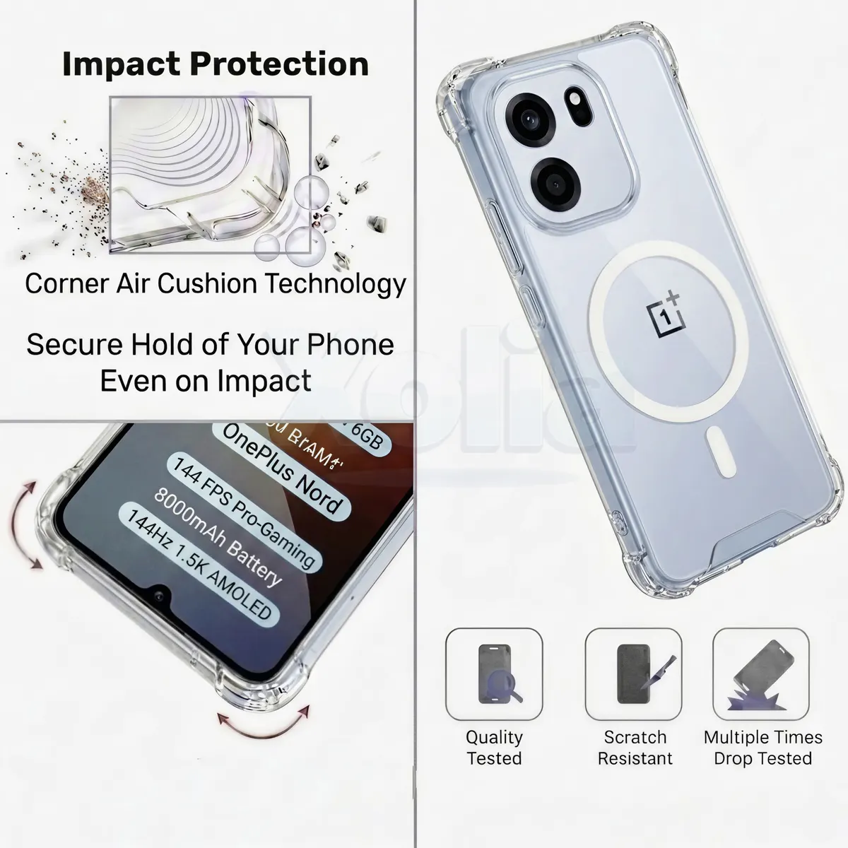 Xolia Back Cover for OnePlus Nord Ce 6 5G (Transparent, Shock Proof, Polycarbonate, Silicon, Pack of: 1) — image 4 of 5