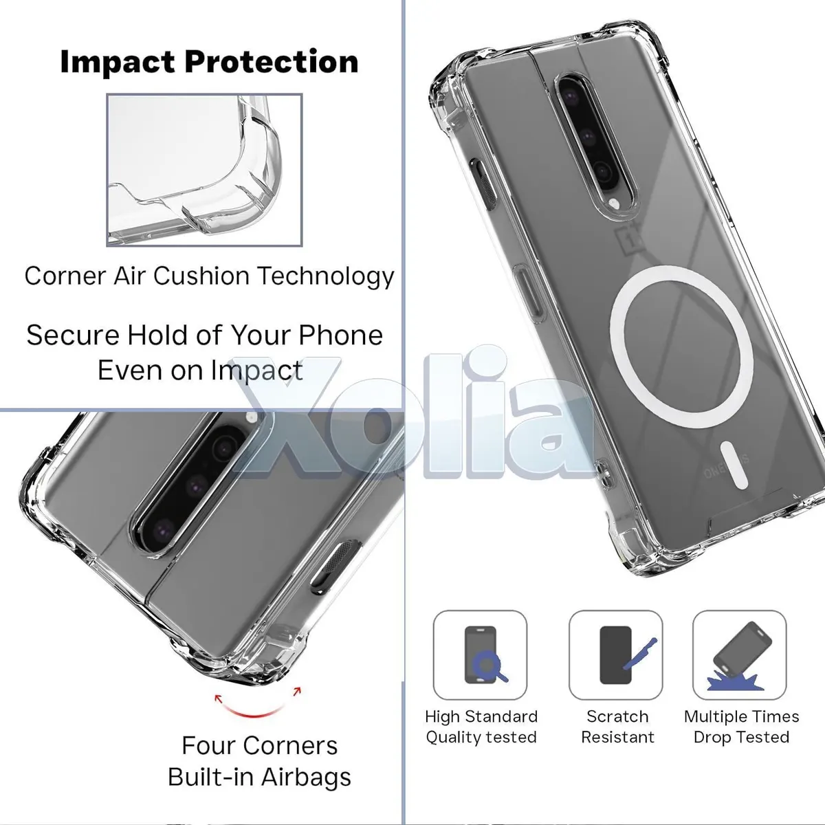 Xolia Back Cover for OnePlus 8 (Transparent, Shock Proof, Polycarbonate, Silicon, Pack of: 1) — image 3 of 5