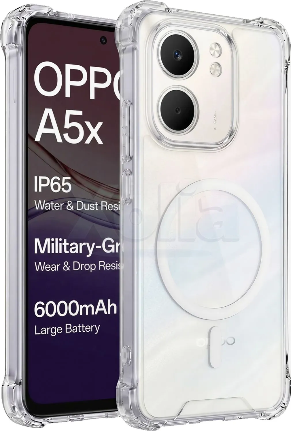 Xolia Back Cover for Oppo A5x 5G (Transparent, Shock Proof, Polycarbonate, Silicon, Pack of: 1)