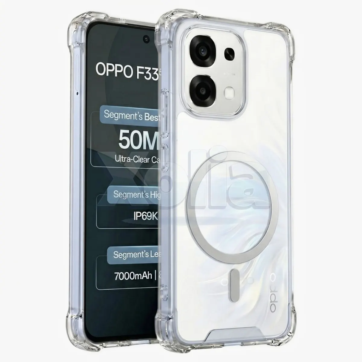 Xolia Back Cover for Oppo F33 5G (Transparent, Shock Proof, Polycarbonate, Silicon, Pack of: 1)