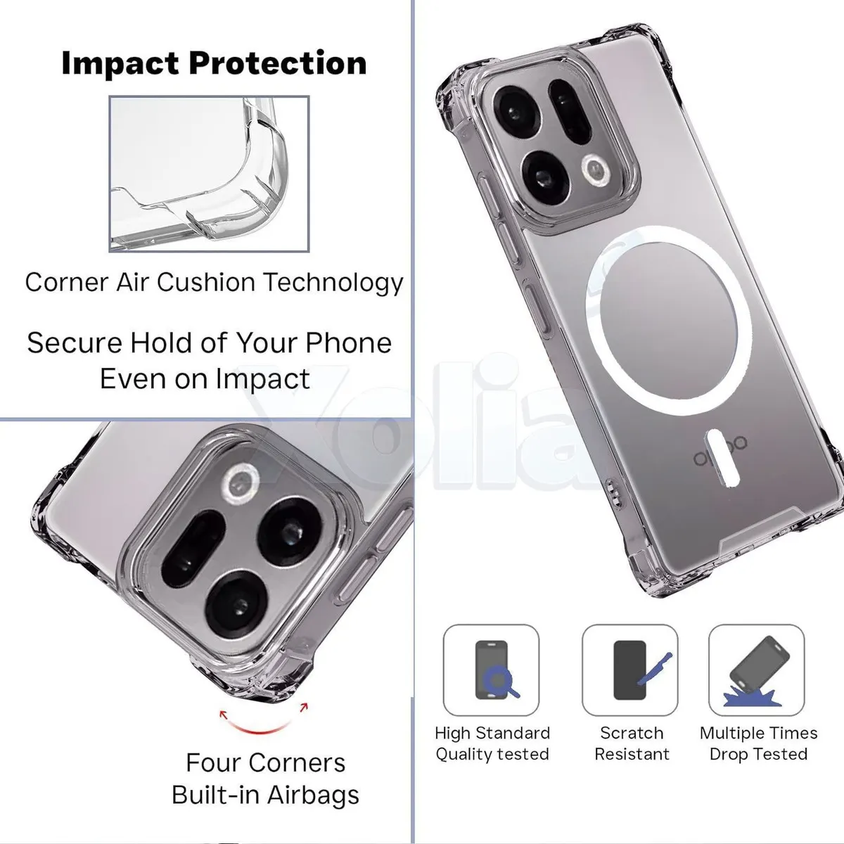 Xolia Back Cover for OPPO Find X9 5G (Transparent, Shock Proof, Polycarbonate, Silicon, Pack of: 1) — image 3 of 5