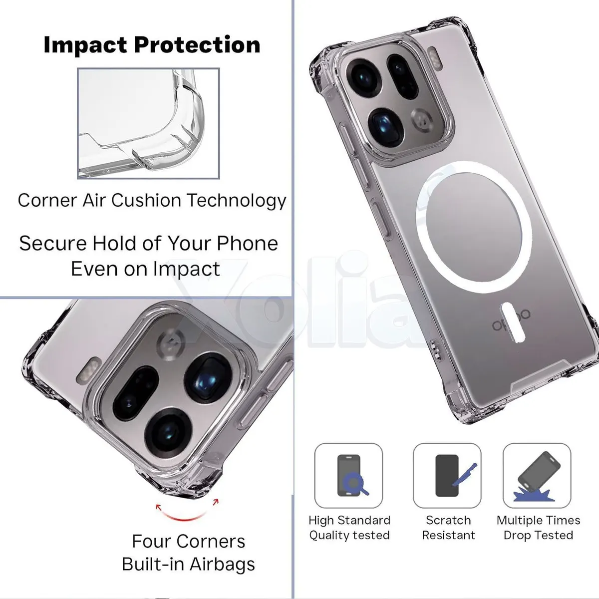 Xolia Back Cover for OPPO Find X9 Pro 5G (Transparent, Shock Proof, Polycarbonate, Silicon, Pack of: 1) — image 3 of 5