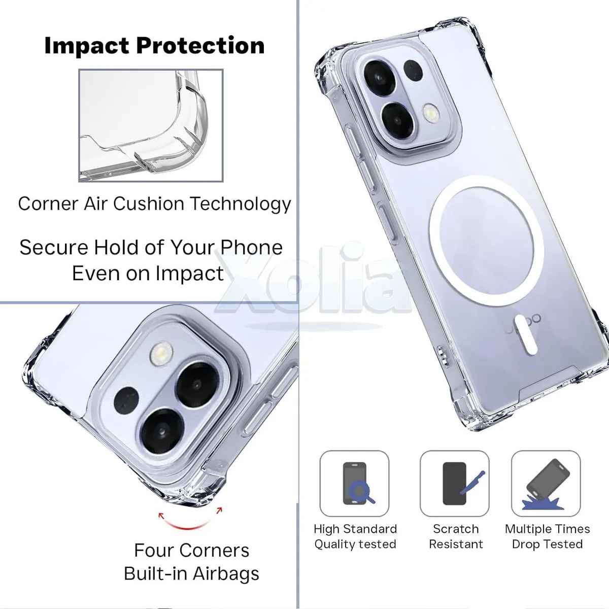 Xolia Back Cover for OPPO K13 5G (Transparent, Shock Proof, Polycarbonate, Silicon, Pack of: 1) — image 3 of 5