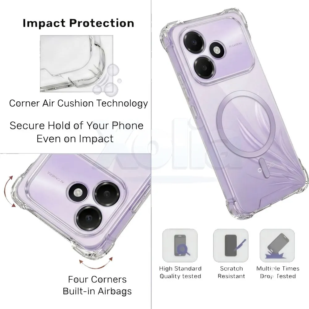 Xolia Back Cover for Oppo K14 Lite 5G (Transparent, Shock Proof, Polycarbonate, Silicon, Pack of: 1) — image 3 of 4