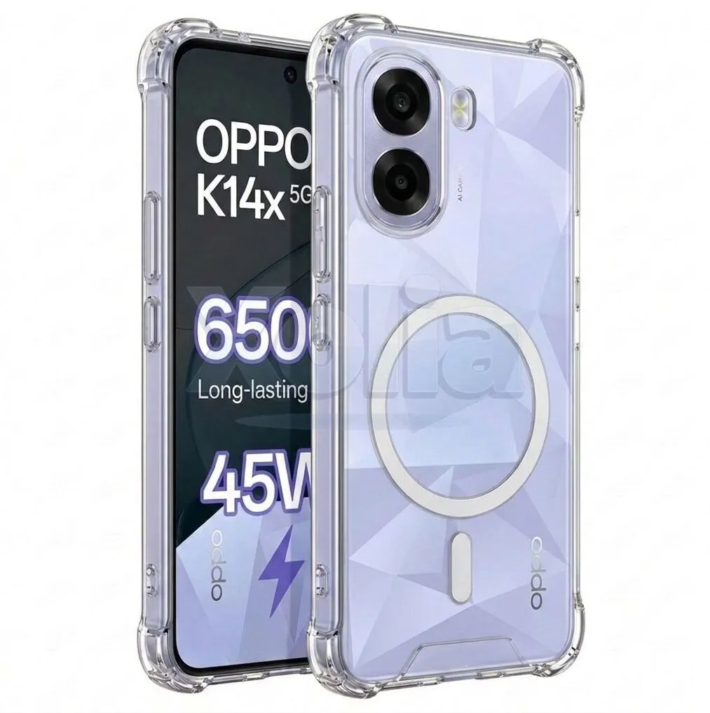 Xolia Back Cover for Oppo K14x 5G (Transparent, Shock Proof, Polycarbonate, Silicon, Pack of: 1)