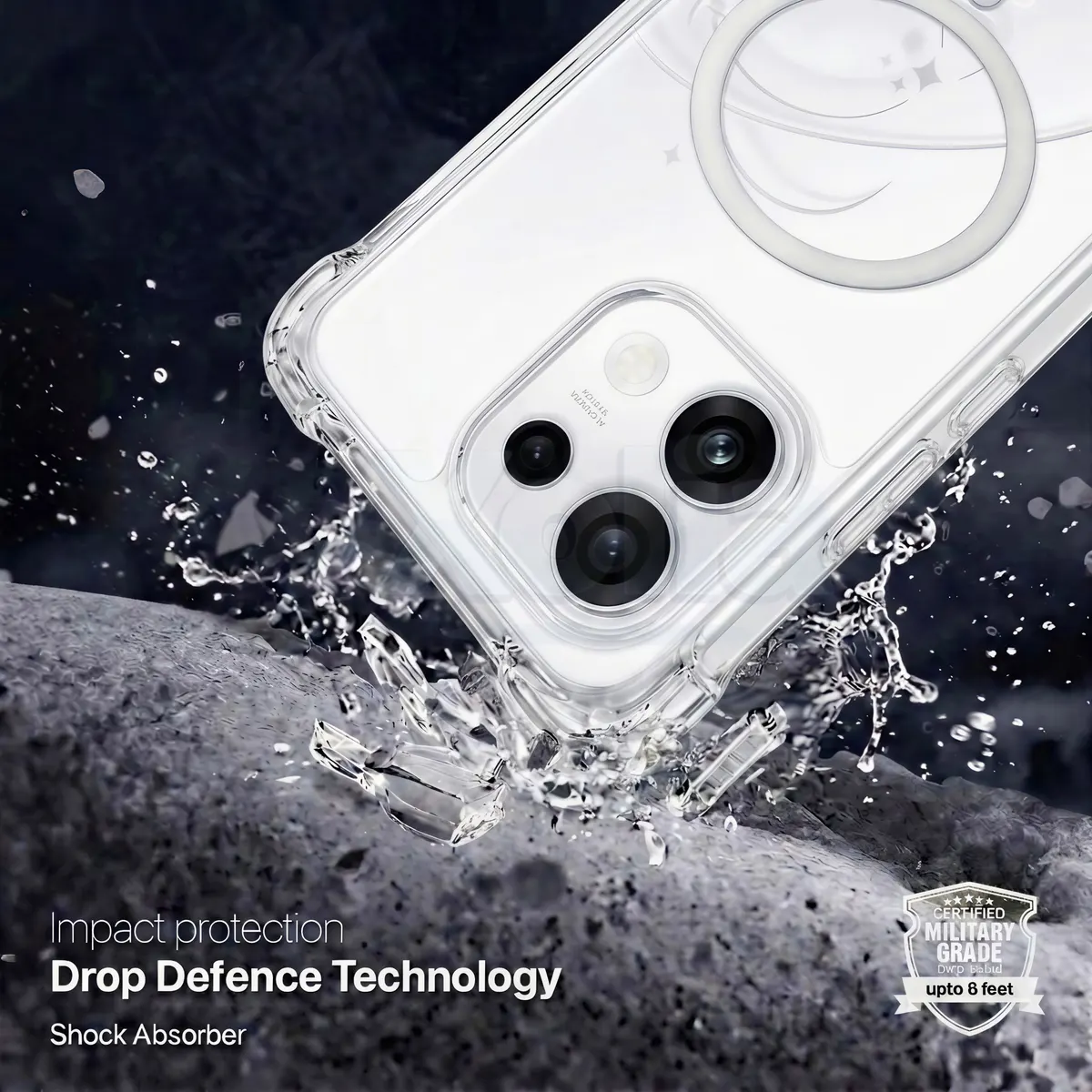 Xolia Back Cover for Oppo Reno 16c 5G (Transparent, Shock Proof, Polycarbonate, Silicon, Pack of: 1) — image 2 of 4