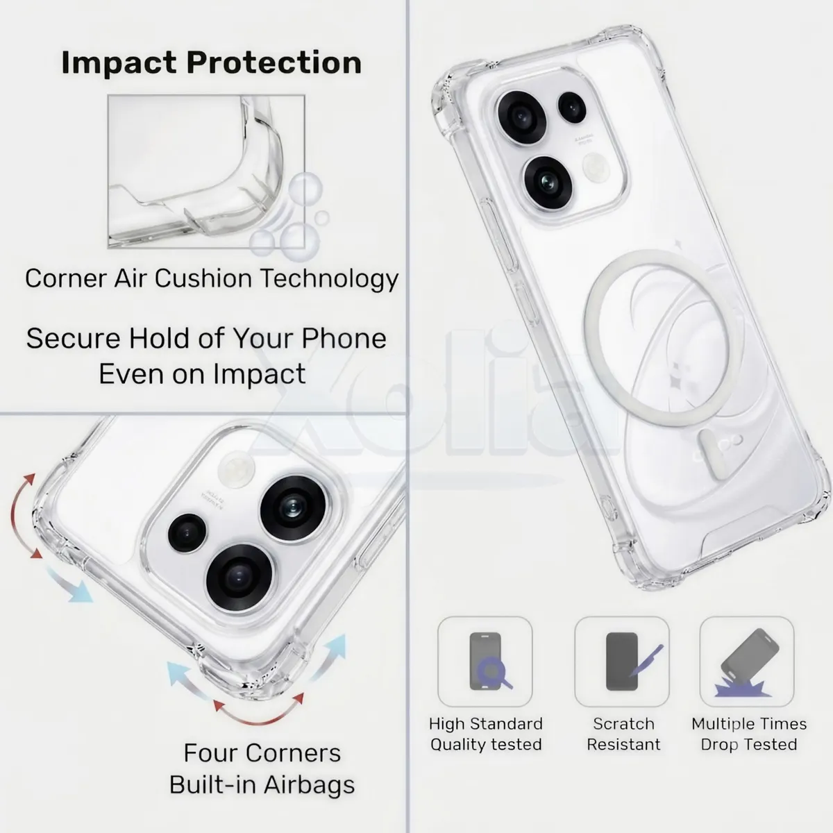 Xolia Back Cover for Oppo Reno 16c 5G (Transparent, Shock Proof, Polycarbonate, Silicon, Pack of: 1) — image 3 of 4