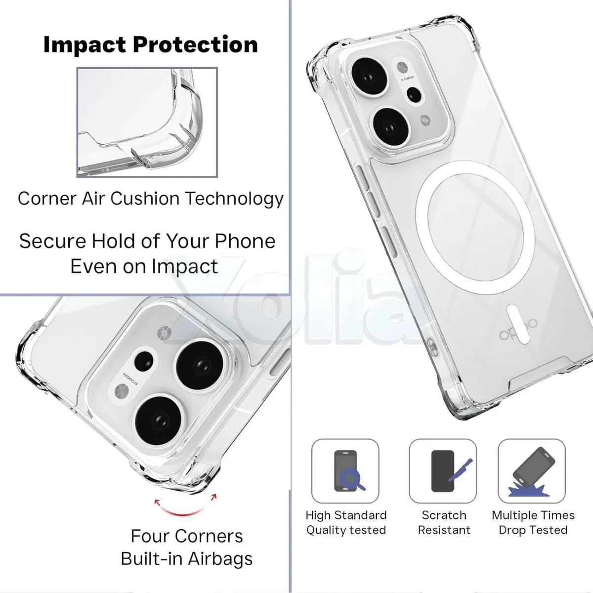Xolia Back Cover for Oppo Reno 14 Pro 5G (Transparent, Shock Proof, Polycarbonate, Silicon, Pack of: 1) — image 4 of 5