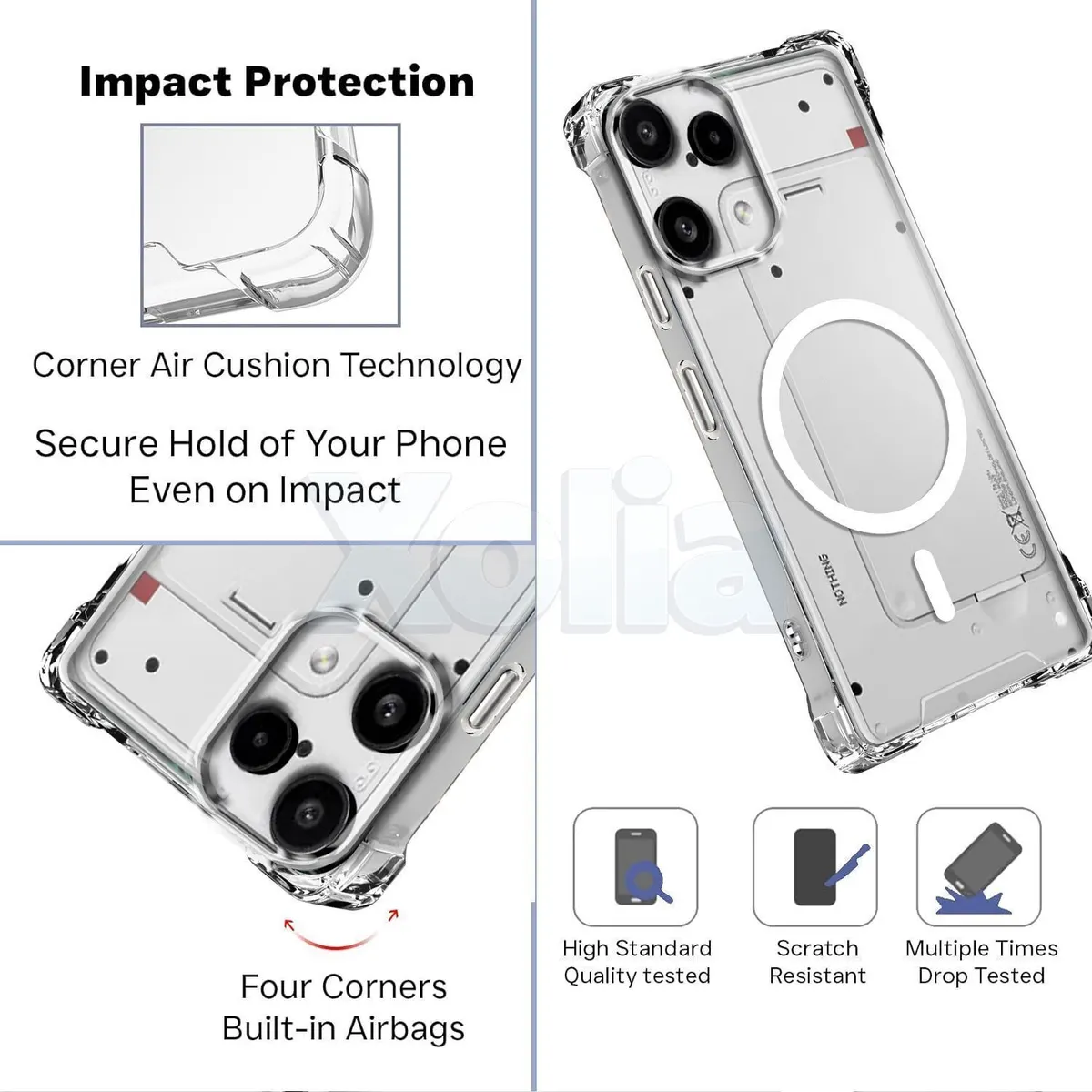 Xolia Back Cover for Nothing Phone (3a) Lite (Transparent, Shock Proof, Polycarbonate, Silicon, Pack of: 1) — image 3 of 5