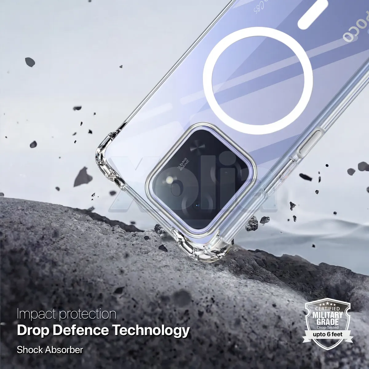 Xolia Back Cover for Poco C85 5G (Transparent, Shock Proof, Polycarbonate, Silicon, Pack of: 1) — image 2 of 4