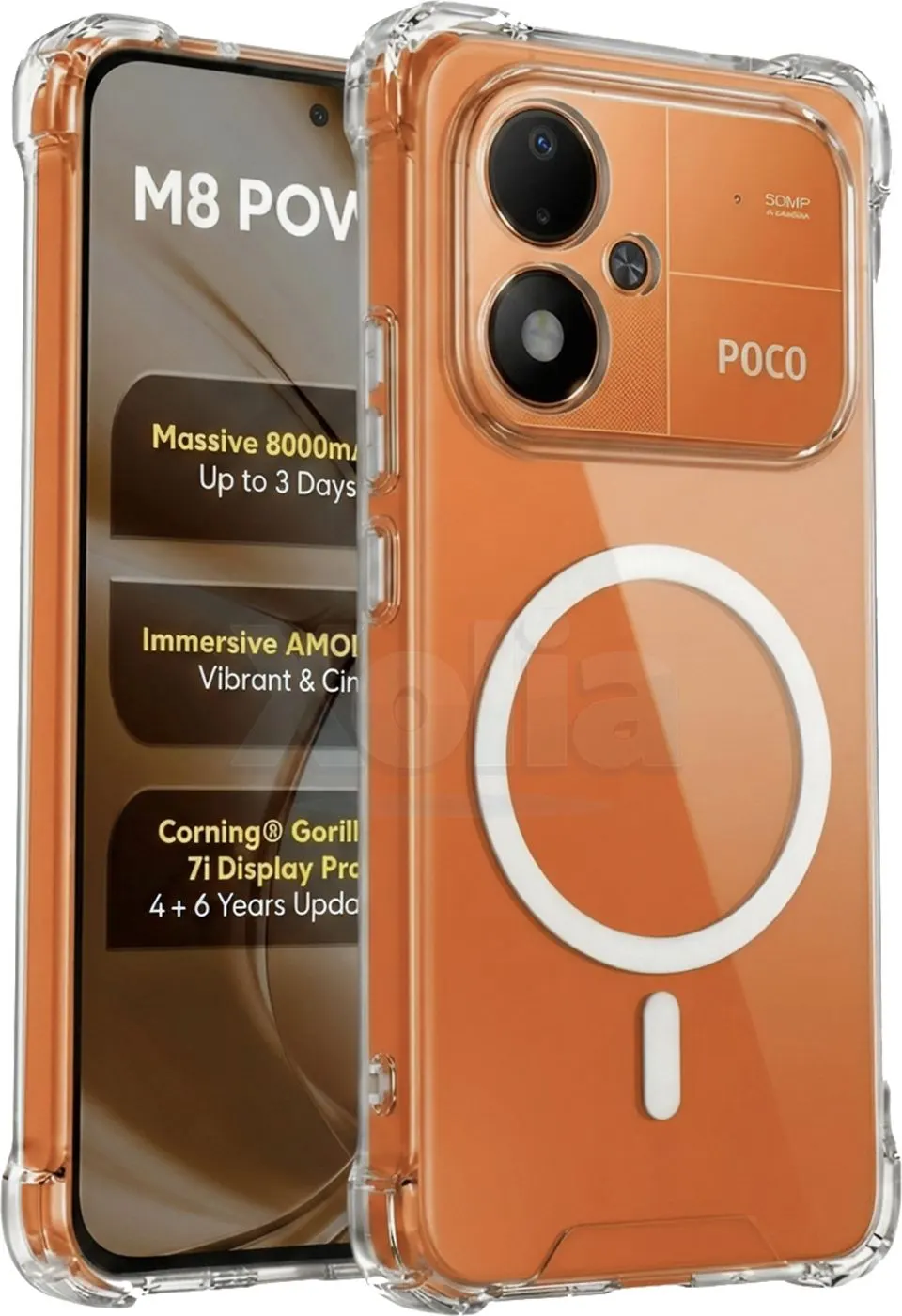 Xolia Back Cover for POCO M8 Power 5G (Transparent, Shock Proof, Polycarbonate, Silicon, Pack of: 1)
