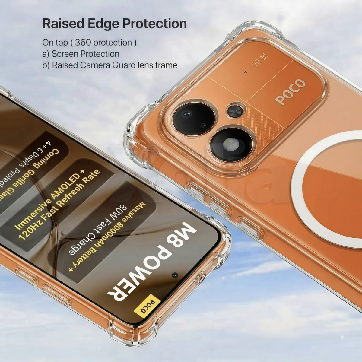 Xolia Back Cover for POCO M8 Power 5G (Transparent, Shock Proof, Polycarbonate, Silicon, Pack of: 1) — image 2 of 4