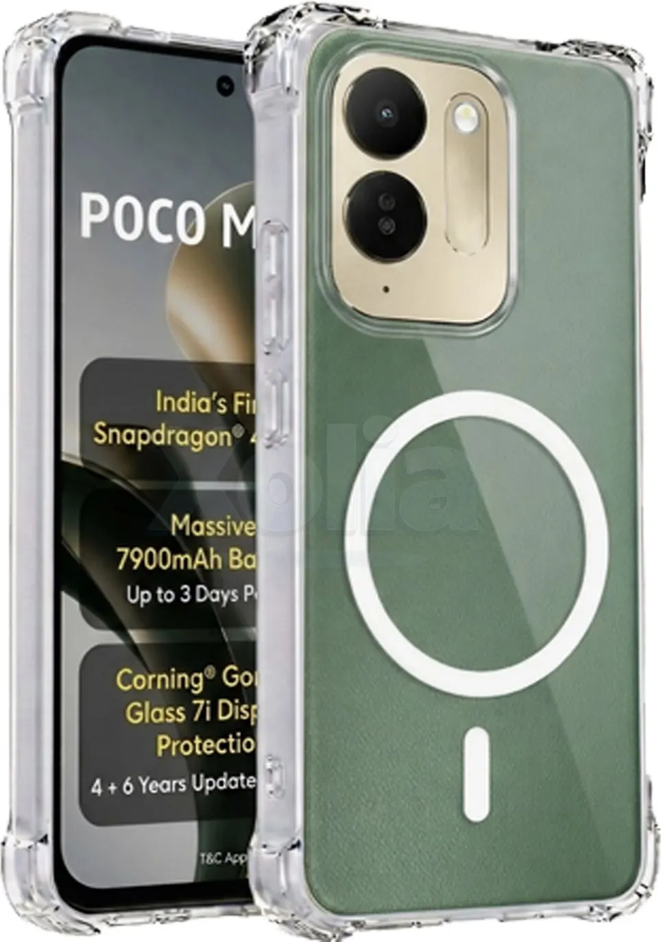Xolia Back Cover for POCO M8x 5G (Transparent, Shock Proof, Polycarbonate, Silicon, Pack of: 1)