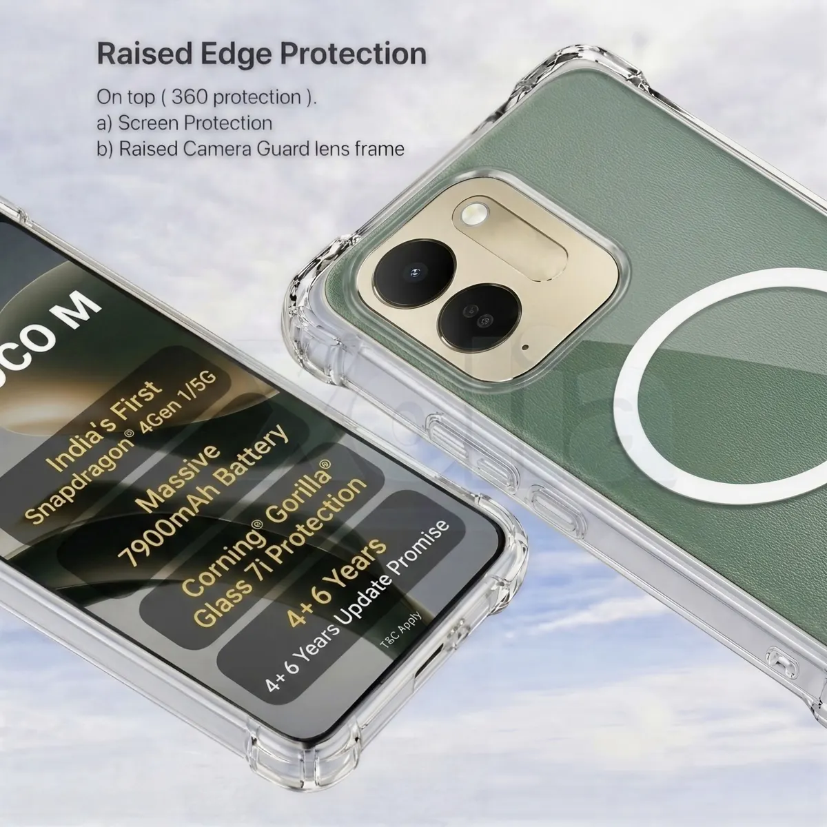 Xolia Back Cover for POCO M8x 5G (Transparent, Shock Proof, Polycarbonate, Silicon, Pack of: 1) — image 2 of 4