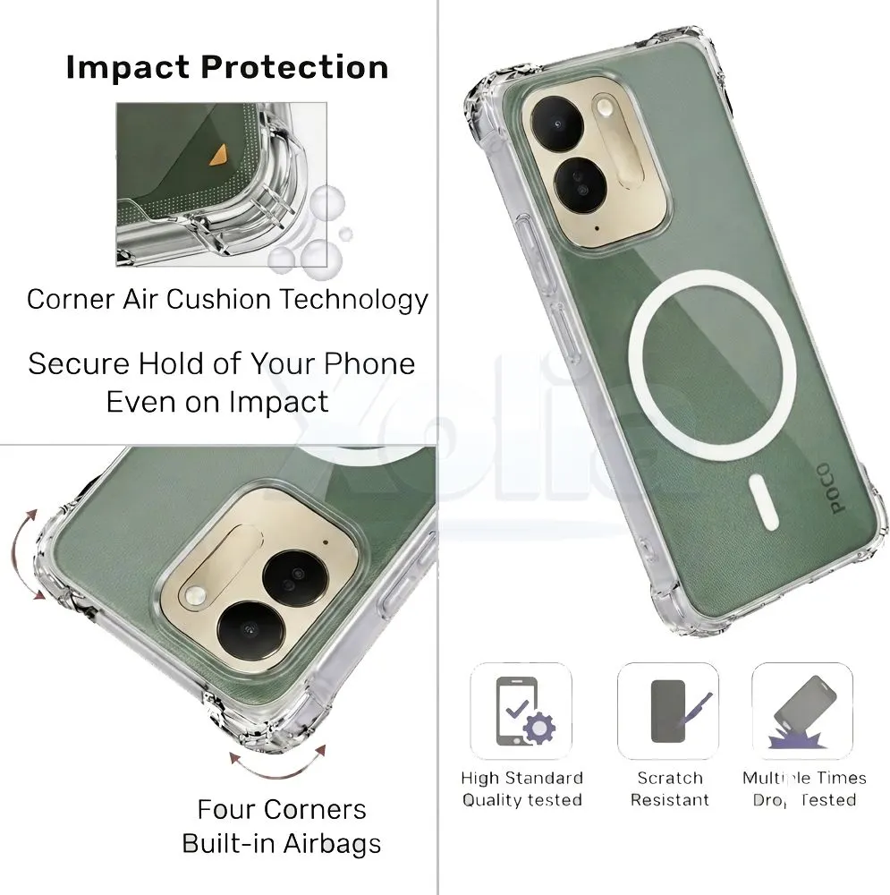 Xolia Back Cover for POCO M8x 5G (Transparent, Shock Proof, Polycarbonate, Silicon, Pack of: 1) — image 3 of 4
