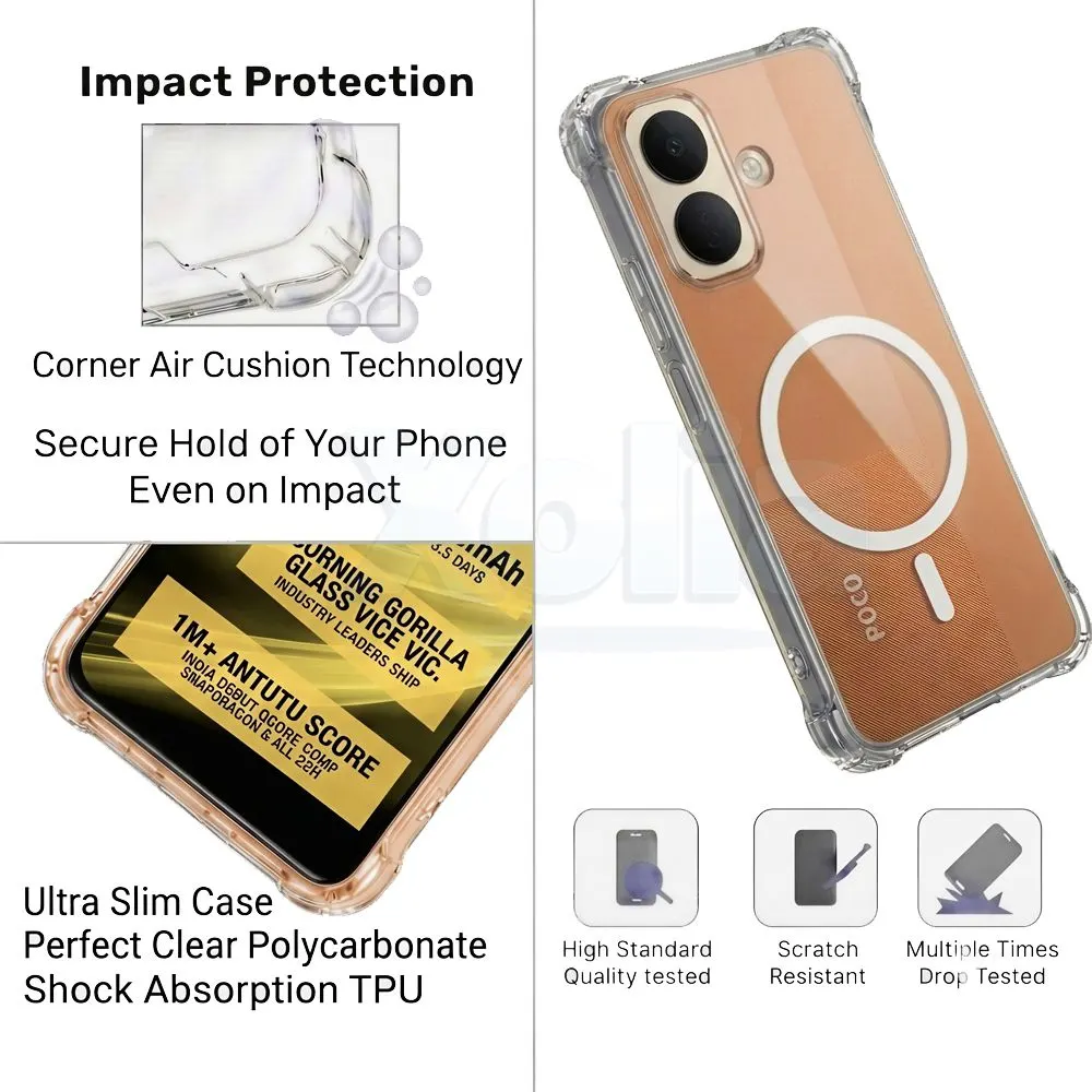 Xolia Back Cover for Poco X8 5G (Transparent, Shock Proof, Polycarbonate, Silicon, Pack of: 1) — image 3 of 4