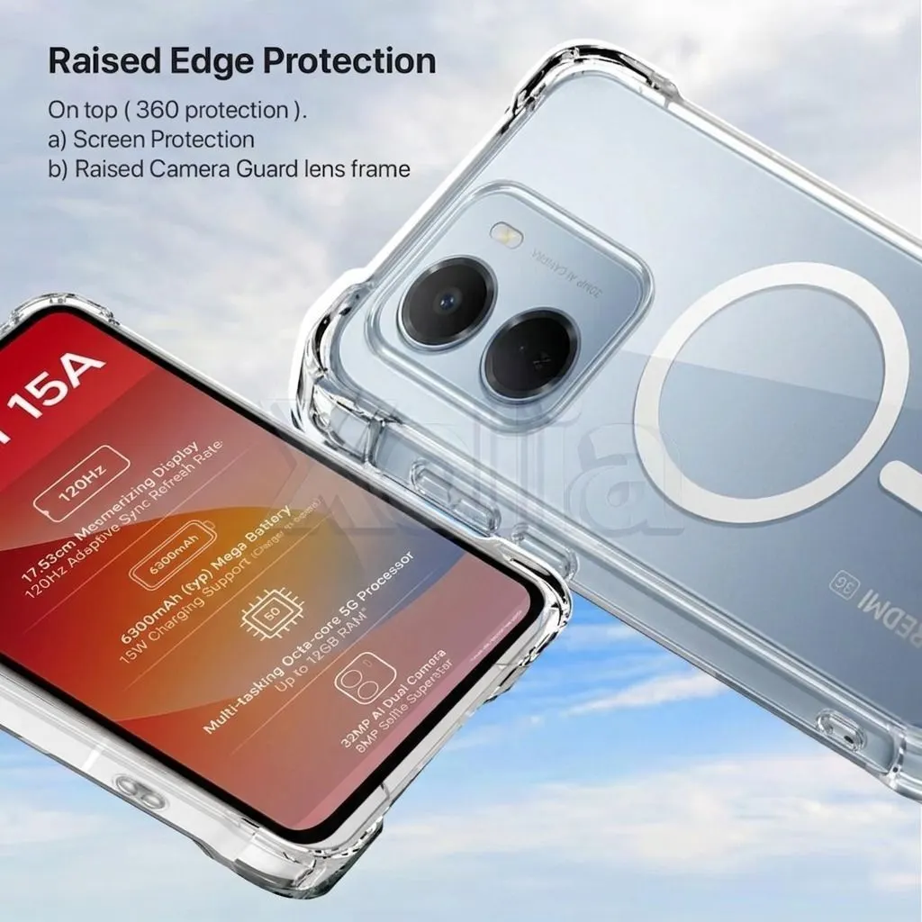 Xolia Back Cover for Redmi 15A 5G (Transparent, Shock Proof, Polycarbonate, Silicon, Pack of: 1) — image 2 of 4