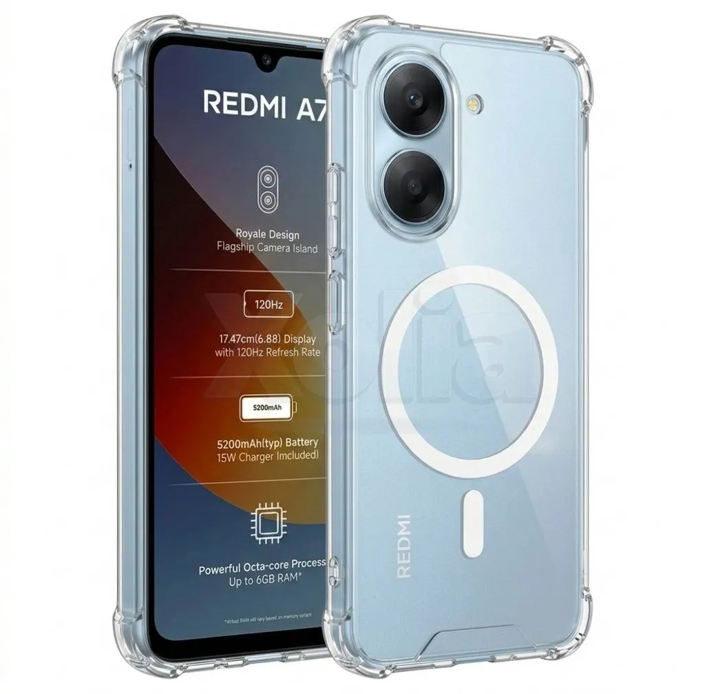 Xolia Back Cover for Redmi A7 5G (Transparent, Shock Proof, Polycarbonate, Silicon, Pack of: 1)