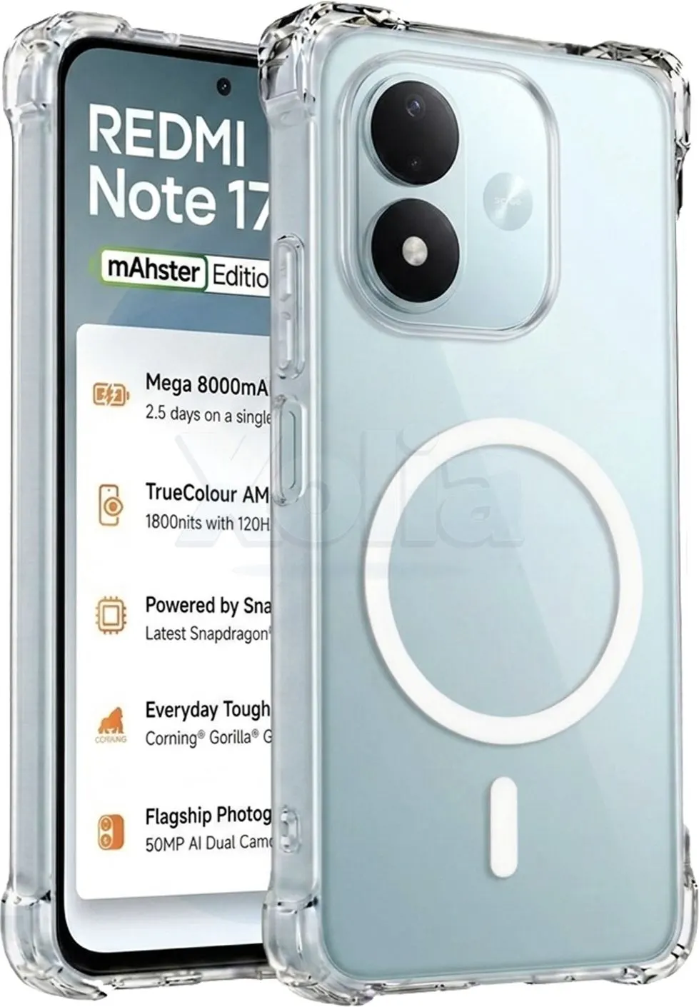 Xolia Back Cover for Redmi Note 17 5G (Transparent, Shock Proof, Polycarbonate, Silicon, Pack of: 1)
