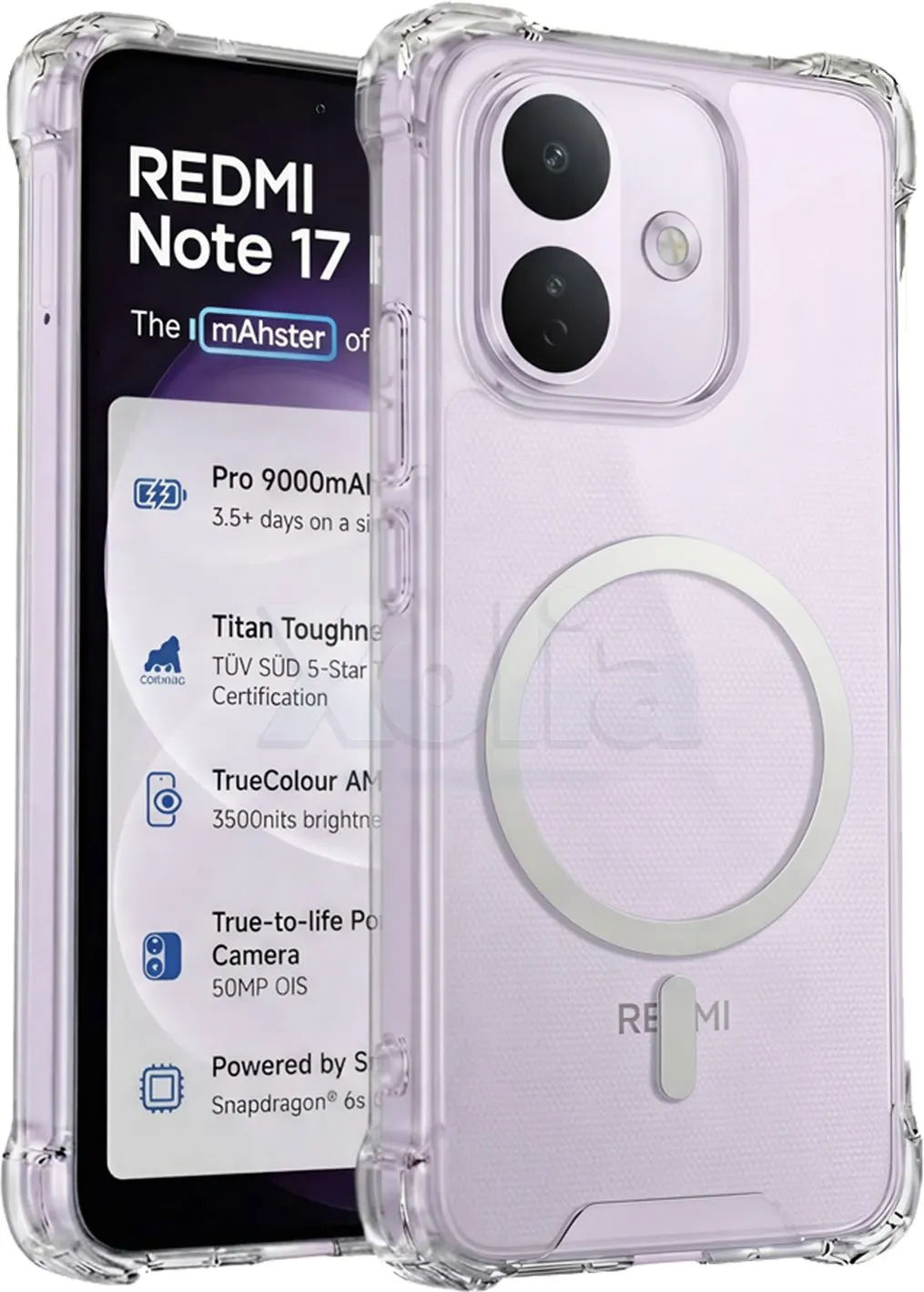 Xolia Back Cover for Redmi Note 17 Pro 5G (Transparent, Shock Proof, Polycarbonate, Silicon, Pack of: 1)