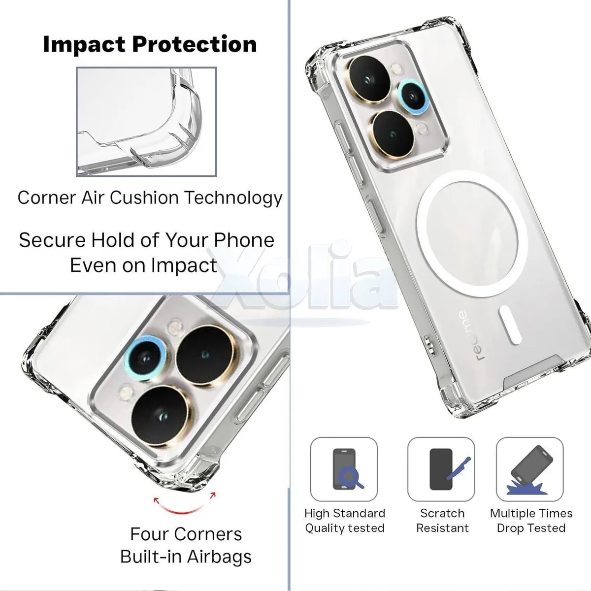 Xolia Back Cover for Realme 15 5G (Transparent, Shock Proof, Polycarbonate, Silicon, Pack of: 1) — image 3 of 5