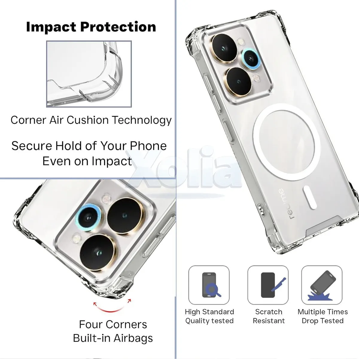 Xolia Back Cover for Realme 15 Pro 5G (Transparent, Shock Proof, Polycarbonate, Silicon, Pack of: 1) — image 3 of 5
