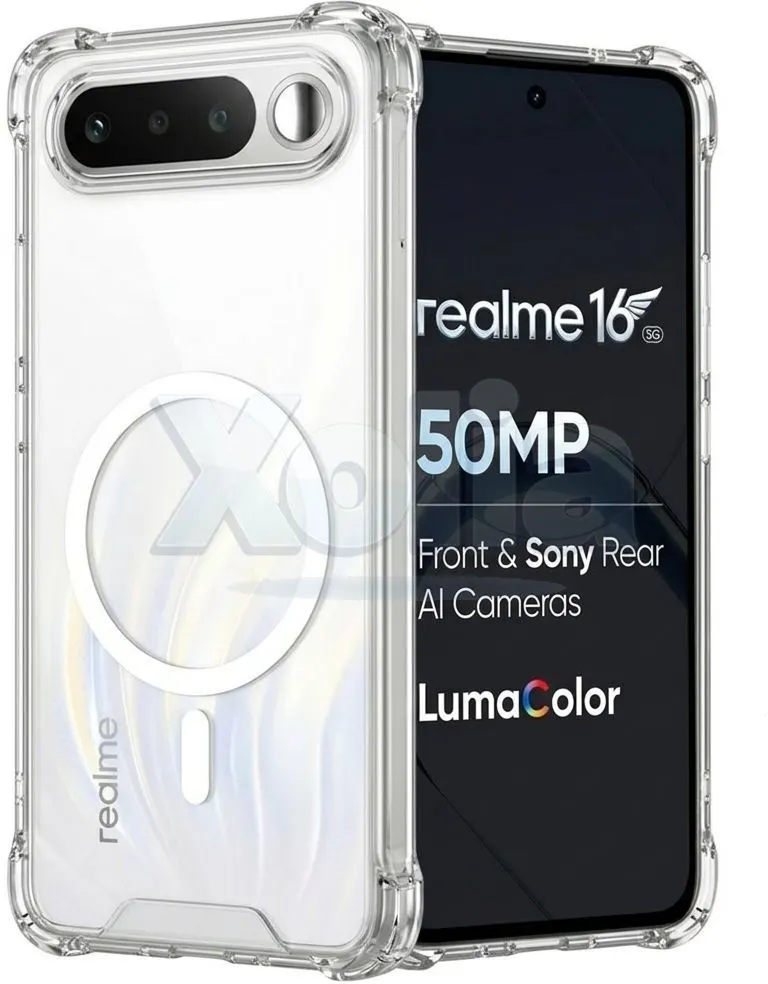 Xolia Back Cover for Realme 16 5G (Transparent, Shock Proof, Polycarbonate, Silicon, Pack of: 1)