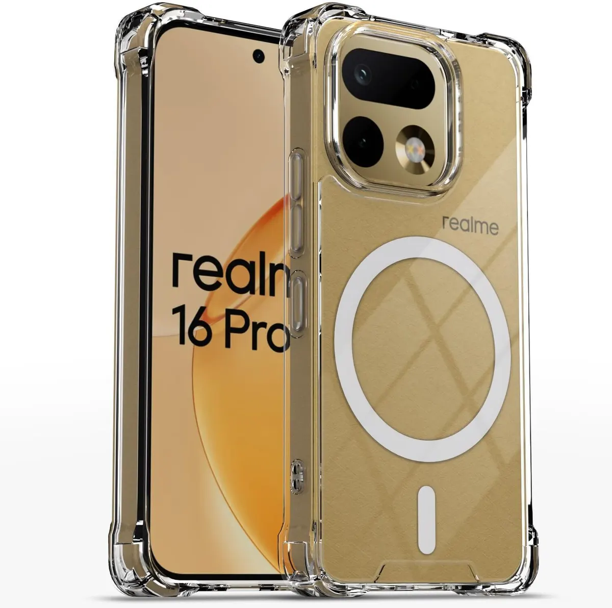 Xolia Back Cover for Realme 16 Pro 5G (Transparent, Shock Proof, Polycarbonate, Silicon, Pack of: 1)