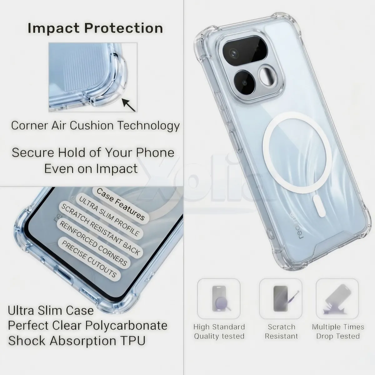 Xolia Back Cover for Realme 16t 5G (Transparent, Shock Proof, Polycarbonate, Silicon, Pack of: 1) — image 3 of 4